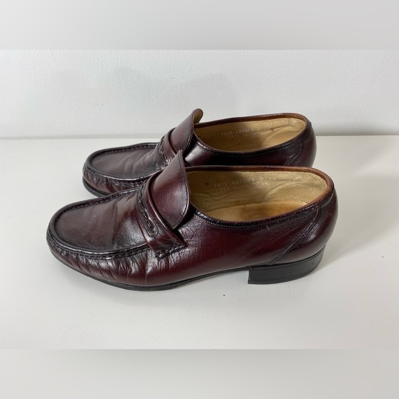 Florsheim Slip On Loafer Burgundy Mens Size 7.5 3 E Wide Dress Shoes - Picture 1 of 9